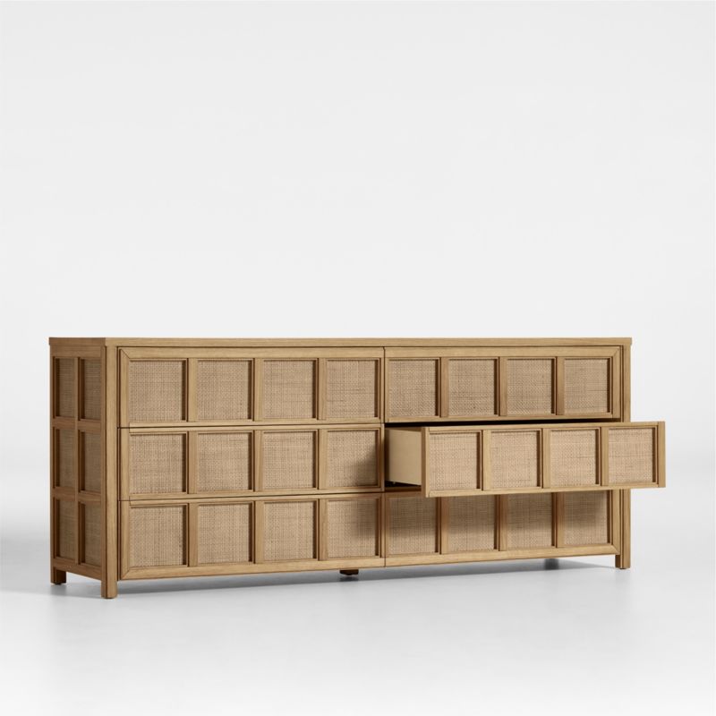 Campagna Rattan and Natural Oak Wood 6-Drawer Dresser - image 5 of 9