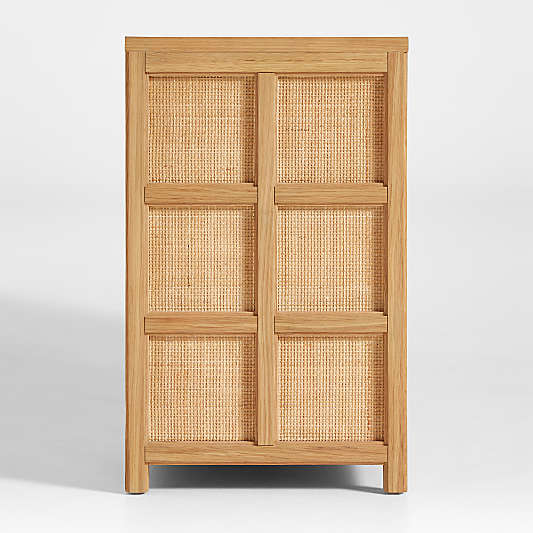 Campagna Rattan and Natural Oak Wood 6-Drawer Dresser