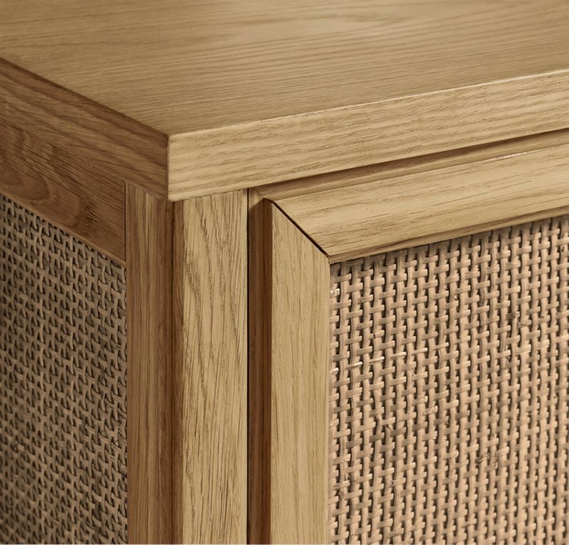 Campagna Rattan and Natural Oak Wood Nightstand with Drawers - image 6 of 8