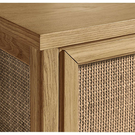 Campagna 30" Rattan and Natural Oak Wood Nightstand