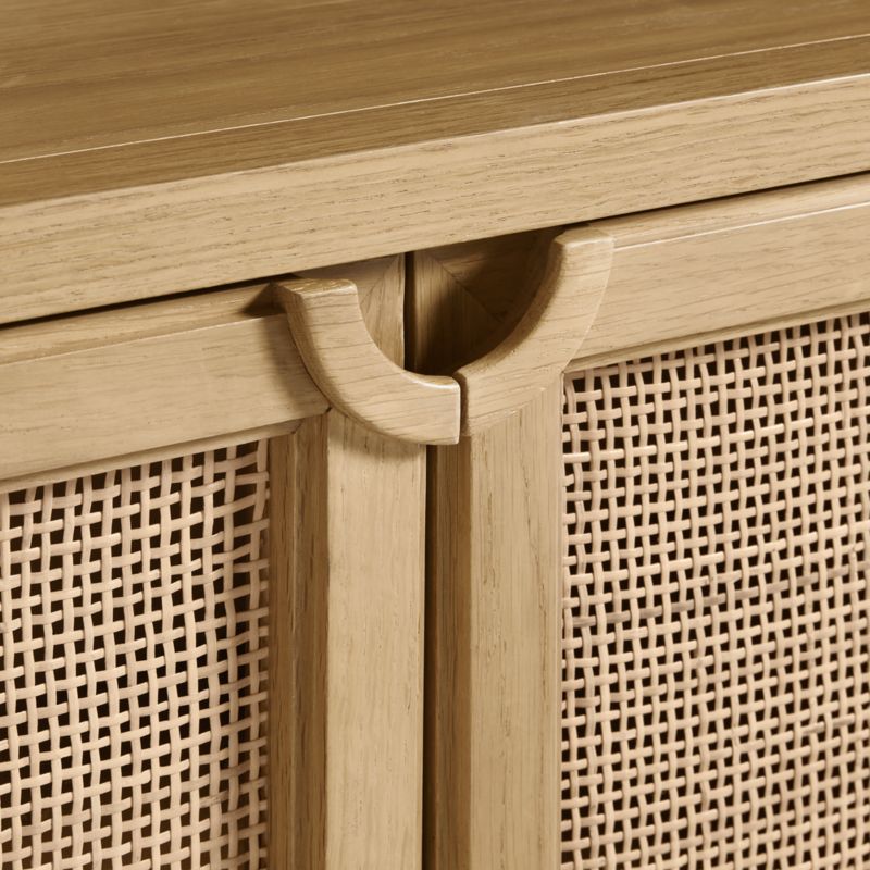 Campagna Rattan and Natural Oak Wood 3-Shelf Storage Bookcase Cabinet - image 11 of 12