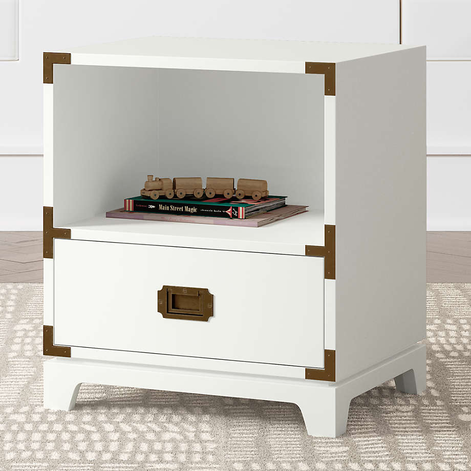 Kids White Campaign Nightstand Crate & Kids