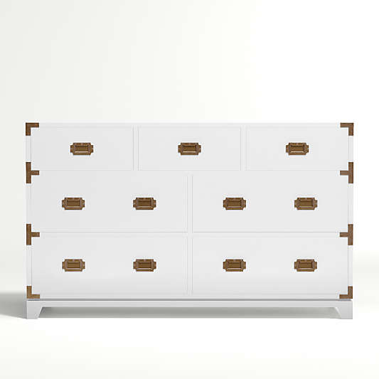 Kids White Campaign Wide Dresser