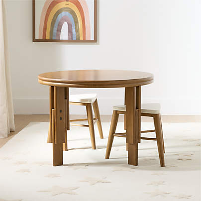 Campbell Natural Brown Wood Adjustable Nesting Kids Play Table