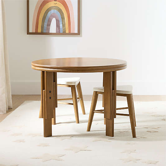 Campbell Natural Brown Wood Adjustable Nesting Kids Play Table