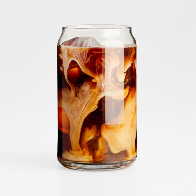 Floral Beer Can Glass, Etched Floral Iced Coffee Glass, Iced Coffee