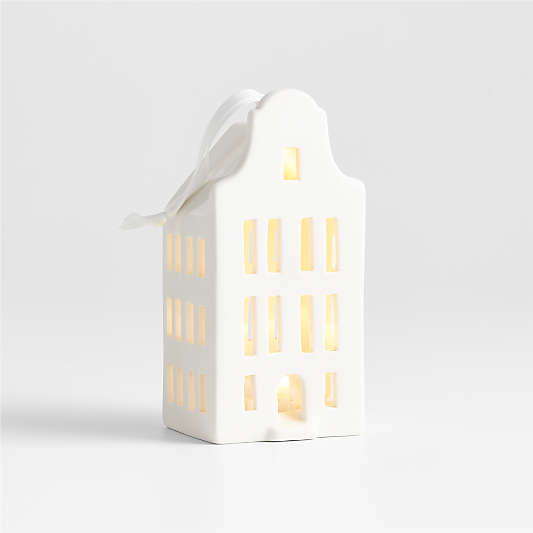 Medium White Ceramic Canal House Christmas Tree Ornament