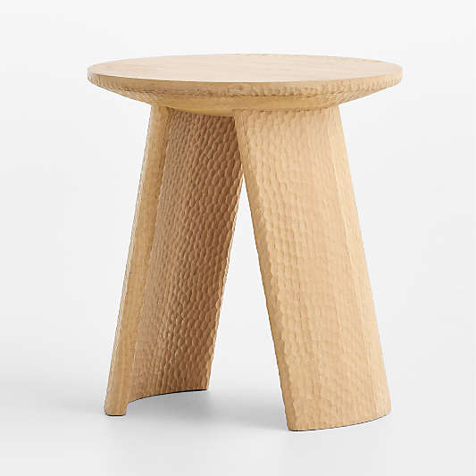 Canberra Carved White Oak 20" Side Table