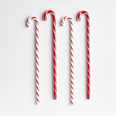 View Candy Cane Glass Drink Stirrers, Set of 4 details