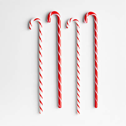 Candy Cane Glass Drink Stirrers, Set of 4