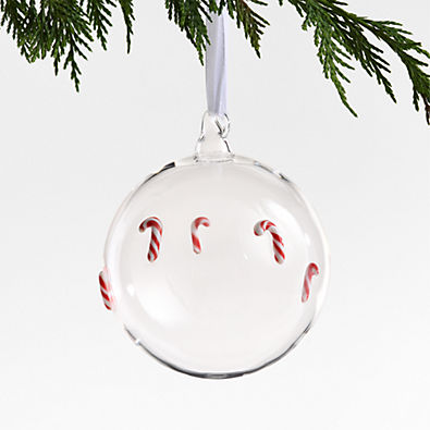 View Candy Cane Glass Ball Christmas Ornament details