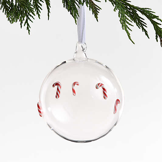 Candy Cane Glass Ball Christmas Ornament