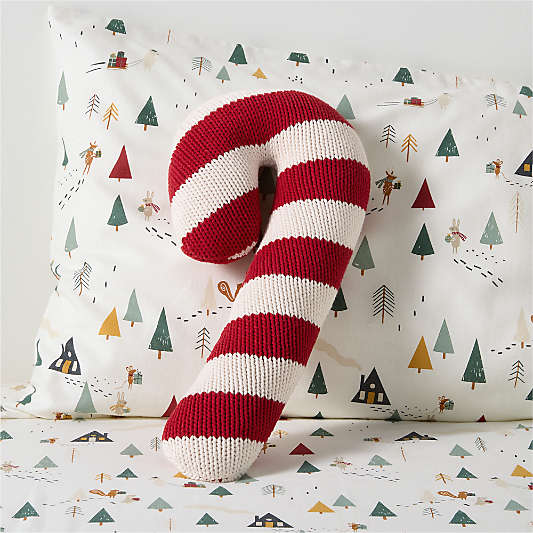 Candy Cane Shaped Kids Christmas Throw Pillow