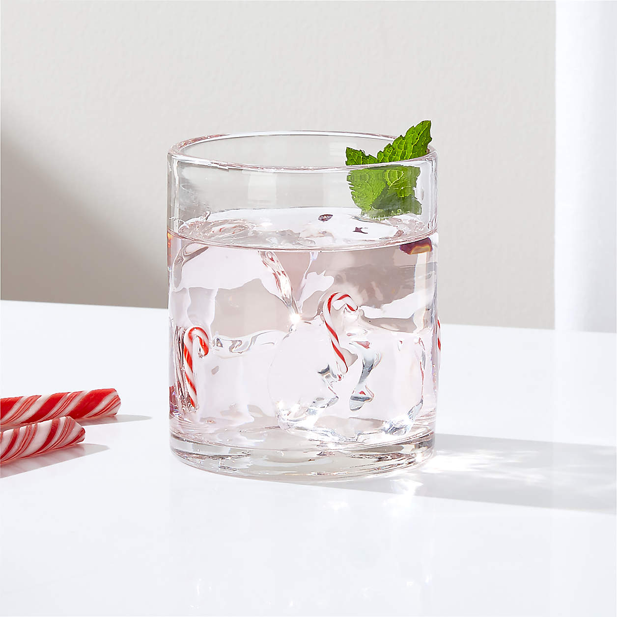 Holiday Candy Canes Double Old-Fashioned Glass