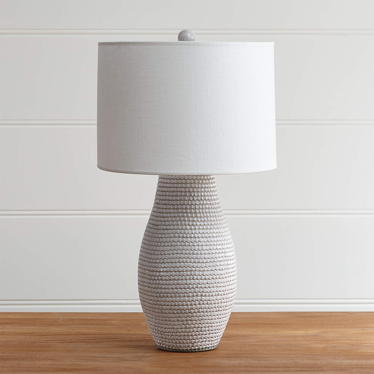 Cane White Ceramic Table Lamp Bedroom Lighting + Reviews | Crate & Barrel