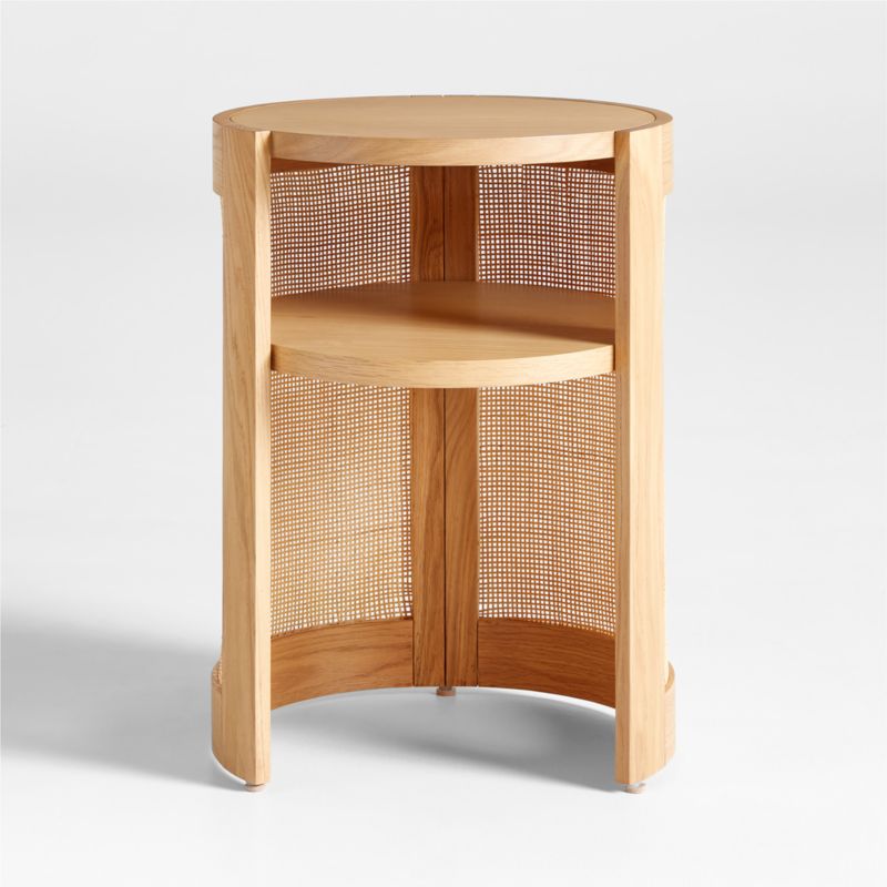 Cane Natural Wood Round Nursery Side Table - image 0 of 9