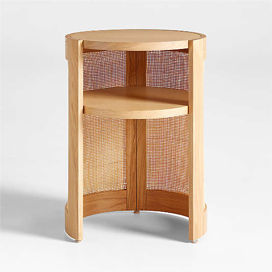 Cane 18" Natural Wood Round Nursery Side Table