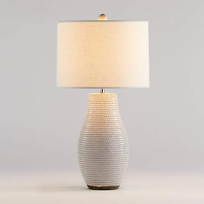 Cane White Ceramic Table Lamp 29"