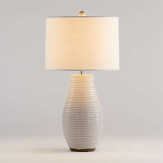 Cane White Ceramic Table Lamp 29"