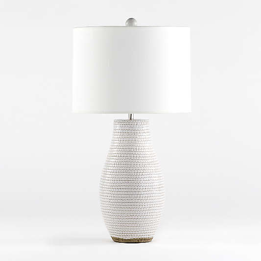 Cane White Ceramic Table Lamp 29"