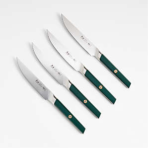 Jean Dubost 6 Eco-Friendly Steak Knives Pink Handles in Block