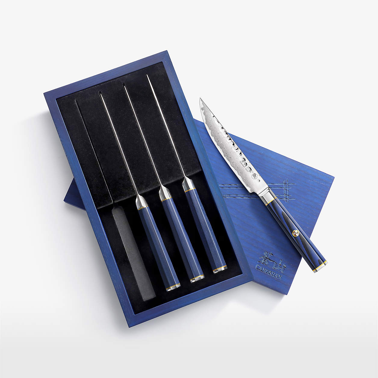 Cangshan Kita Blue 4Piece Steak Knife Set + Reviews Crate & Barrel