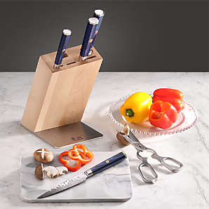 Wooden Chopping Board with Knife Set and Scissor, 6 Piece