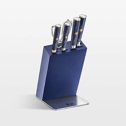  Smeg Pastel Blue Stainless Steel Knife Block Set: Home & Kitchen