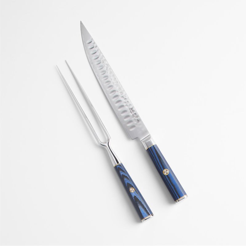 Cangshan Kita Blue 2Piece Carving Set Crate & Barrel