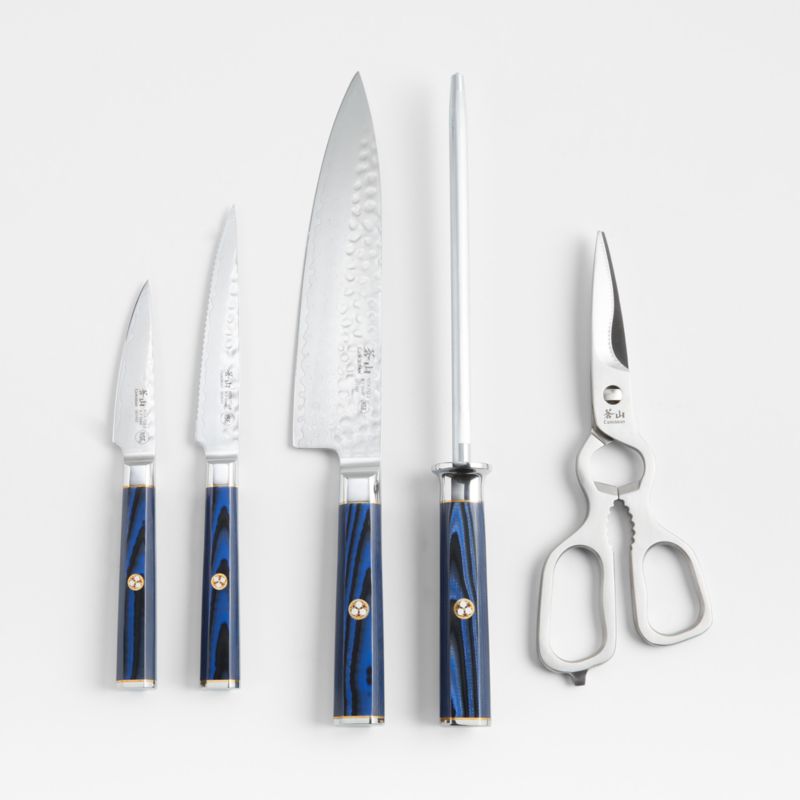 Cangshan Kita Blue Forged 6 Piece HUA Knife Block Set — Las Cosas