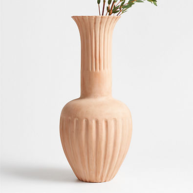 View Haute Cannelée Tall Terracotta Vase 19" by Athena Calderone details