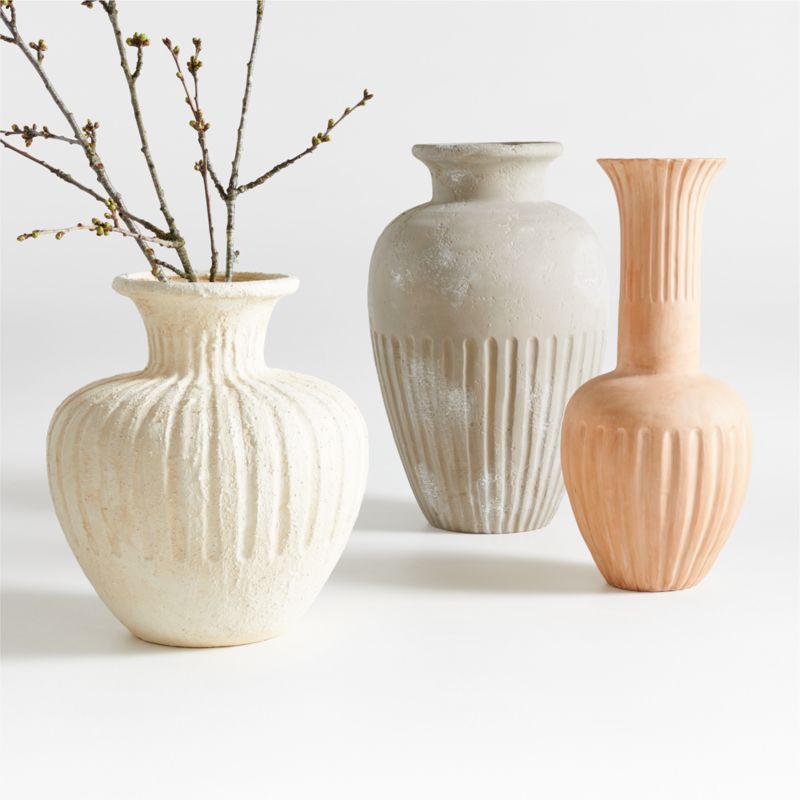 Brooklyn Cannelée Grey Floor Vase 20 by Athena Calderone + Reviews