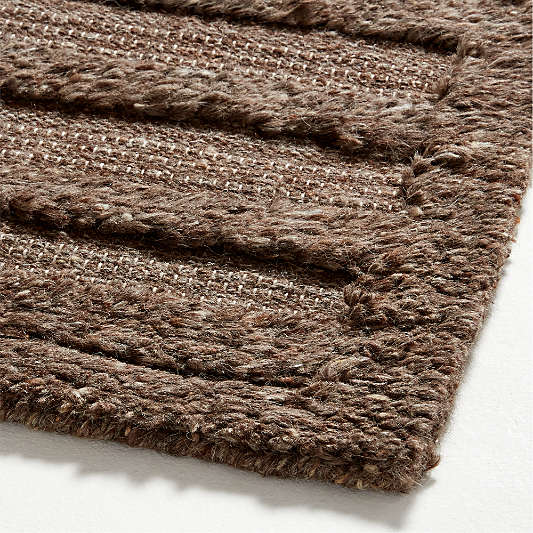 Cannet Wool Shag Espresso Brown Hand-Knotted Rug