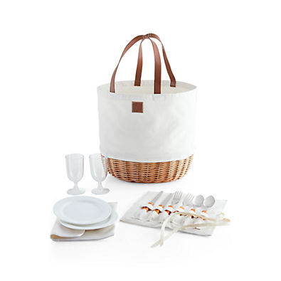View White Canvas Picnic Basket details
