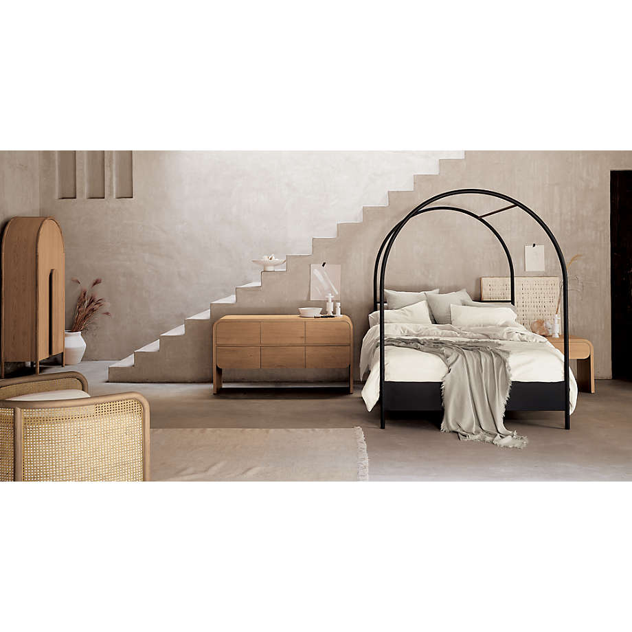 Canyon Queen Arched Canopy Bed with Upholstered Headboard by