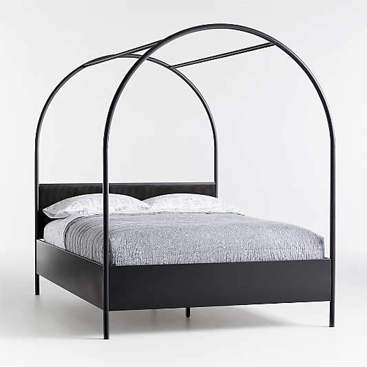 Canyon Arched Kids Full Black Canopy Bed with Upholstered Headboard by Leanne Ford