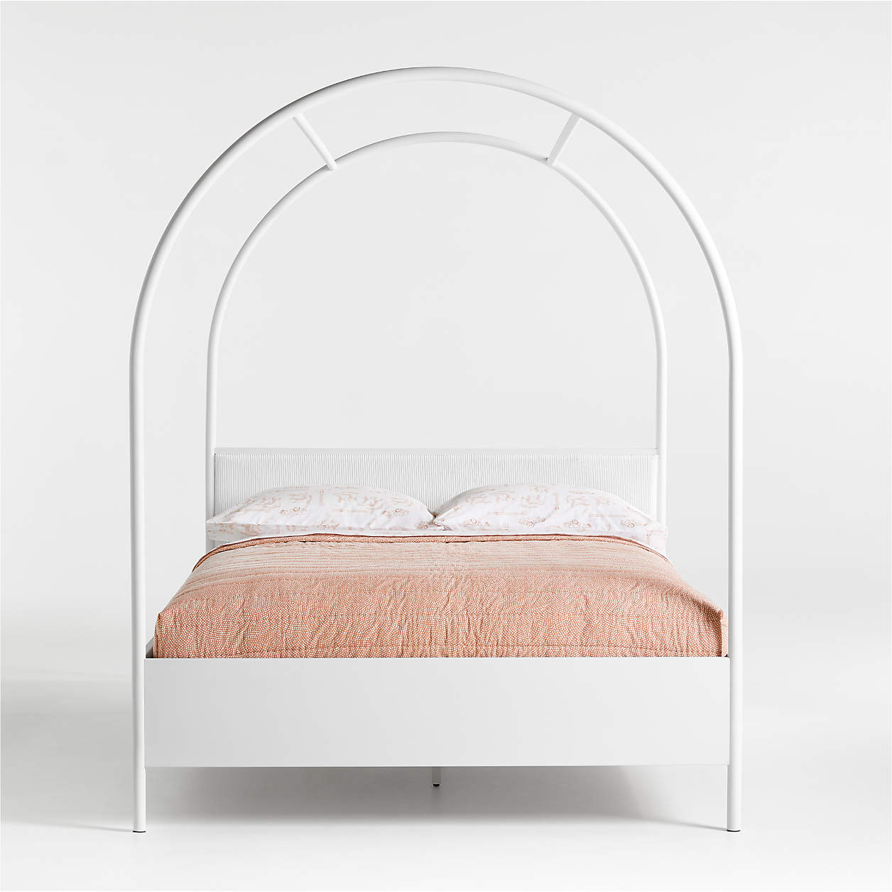 Canyon Arched Kids Full White Canopy Bed Frame with Upholstered