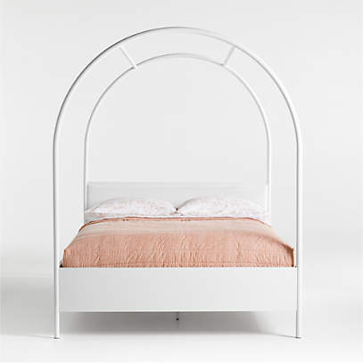 Canyon Arched Kids Full White Canopy, Upholstered Headboard Full