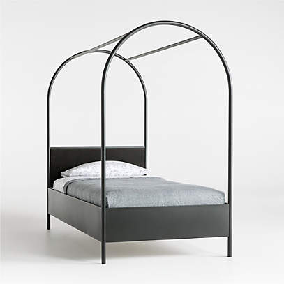 Canyon Kids Arched Black Canopy Bed, Twin Bed Upholstered Headboards