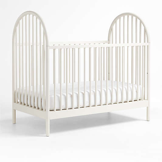 Canyon Warm-White Spindle Wood Convertible Baby Crib by Leanne Ford