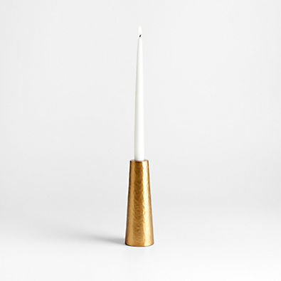 View Cape Coast Hammered Brass Taper Candle Holder 8" by Eric Adjepong details