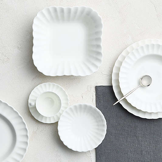 Capella White Bone China Dinner Plates, Set of 8