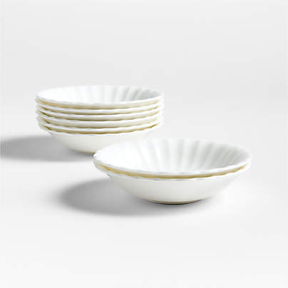 Capella White Bone China Small Bowls, Set of 8