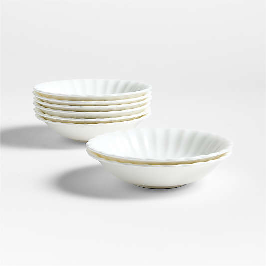 Capella White Bone China Small Bowls, Set of 8