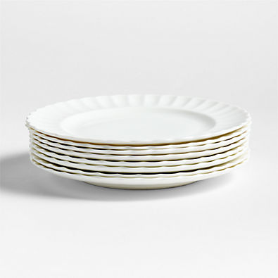 View Capella White Bone China Dinner Plates, Set of 8 details