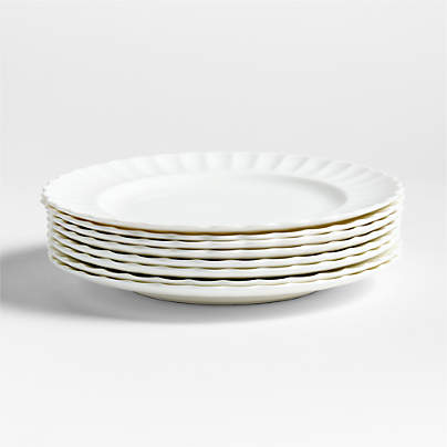 Capella White Bone China Dinner Plates, Set of 8