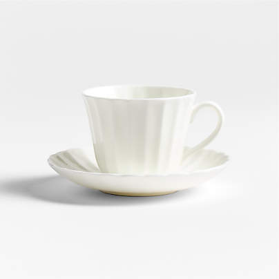 Capella White Bone China Mug with Saucer
