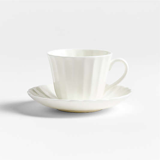Capella White Bone China Mug with Saucer