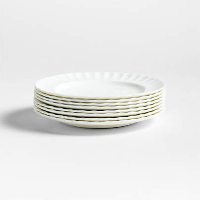 Capella White Bone China Salad Plates, Set of 8