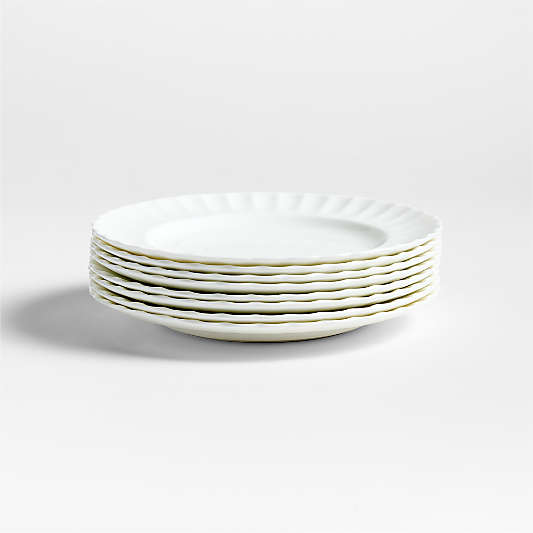 Capella White Bone China Salad Plates, Set of 8